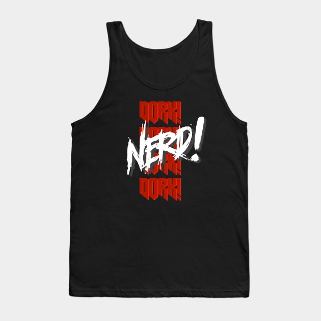 Nerd (white & red) Tank Top by C E Richards